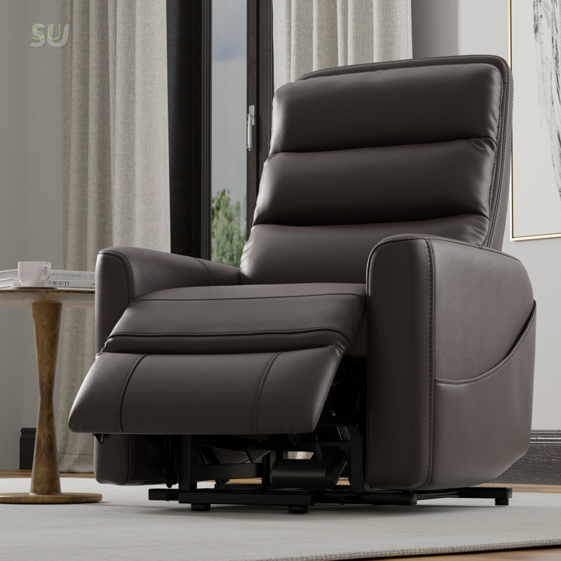 Faux Leather Power Lift Chair In Bentley With Smooth Transitions And Elegant Design For Modern Comfort, Recliner, Dark Brown