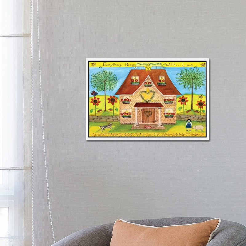 Everything Grows With Love by Cheryl Bartley - Print on Canvas, White Framed, 66.04 cm H x 45.72 cm W