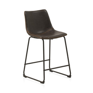 Upholstered Counter Stool with Metal Frame (Set of 2)