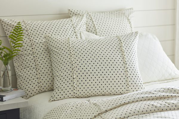 Polka Dot 100% Cotton Sham, Standard, Navy