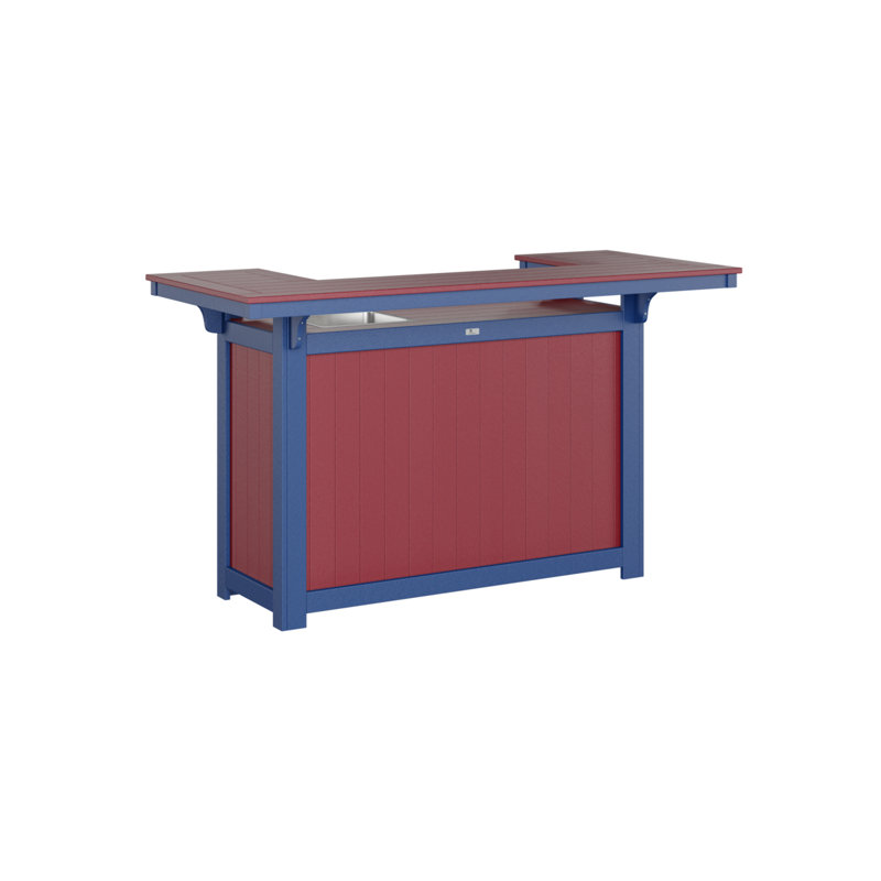 Outdoor Rectangle Bar Table, Scarlet Red, Pacific Blue