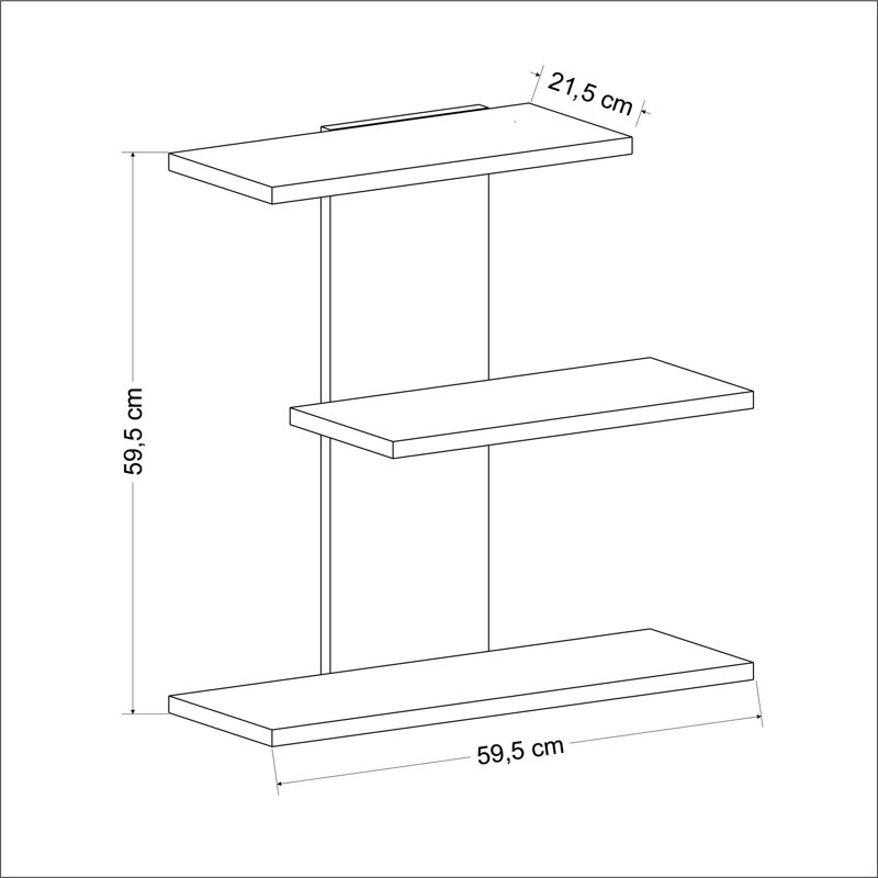 Saba 3 Piece Tiered Shelf, Oak