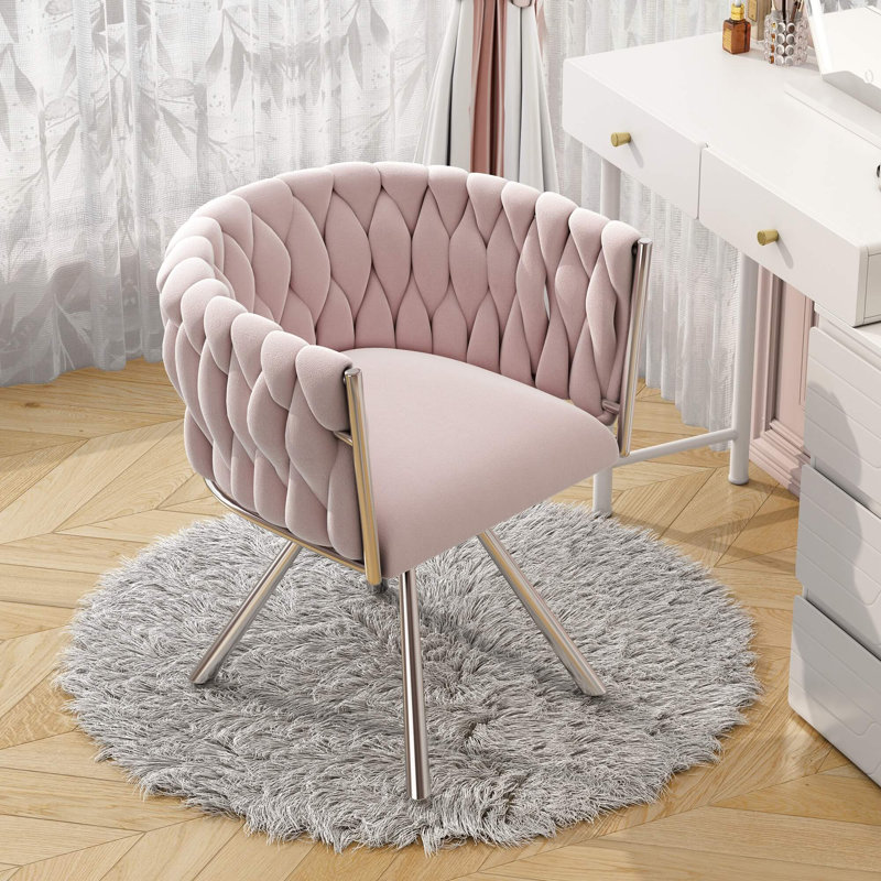 Velvet Upholstered Armchair in Pink