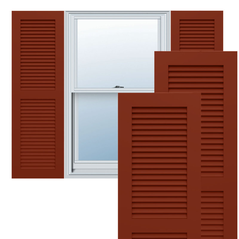Deux volets à persiennes en PVC True Fit, Rouge chalet, l 12 po x H 33 po, 18"