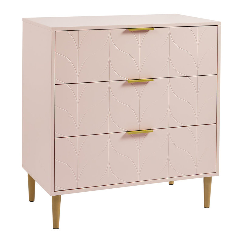 Adams 80cm W 3 - Drawer Chest of Drawers, Pink