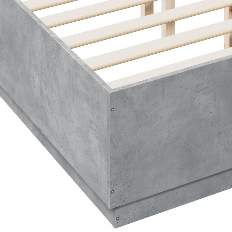 Vidaxl Bed Frame Concrete Grey Engineered Wood, Small Double (4')
