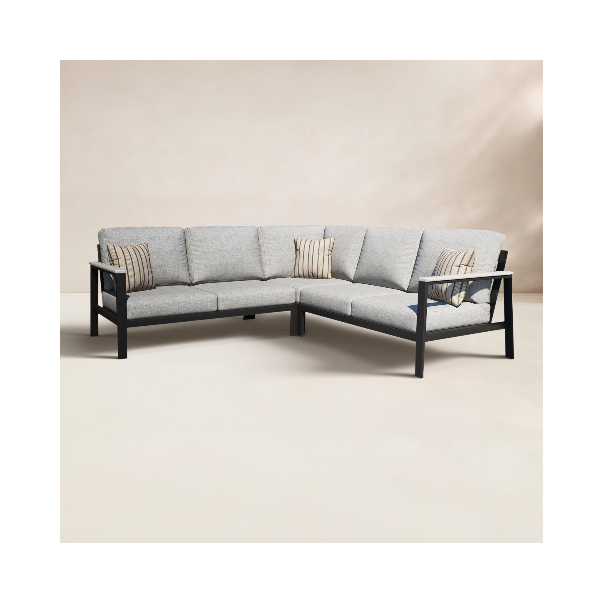 Townsend Outdoor 5 Person Sectional Seating Group With Sunbrella Cushions, Canvas Granite Sunbrella® Canvas