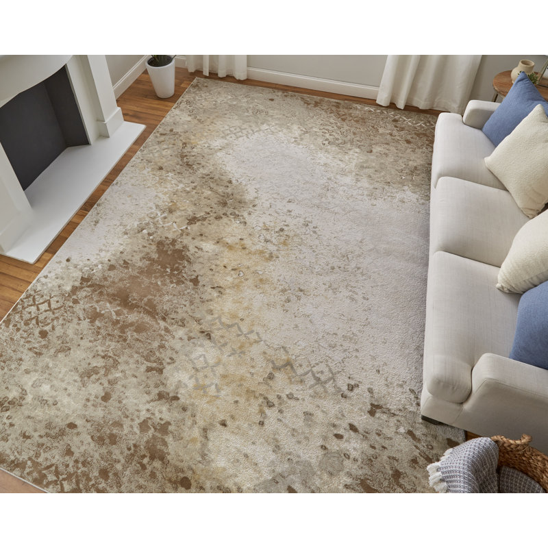 Vanhorn Modern Watercolor, Brown/Tan/Ivory, Rectangle 8' x 10'