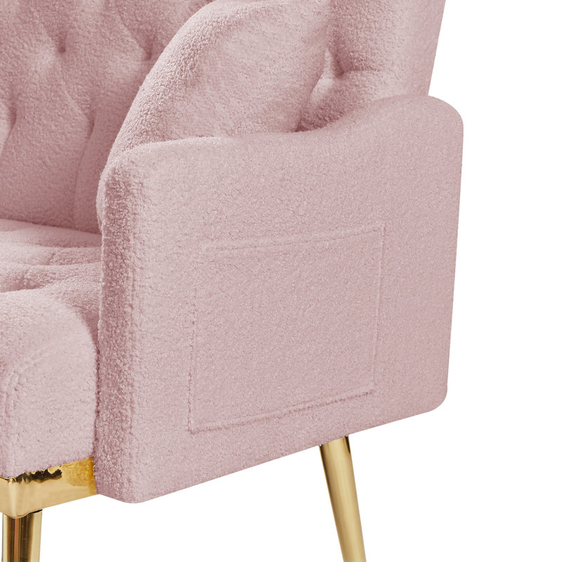 Canapé 2 places rose en tissu Teddy, Ourson rose