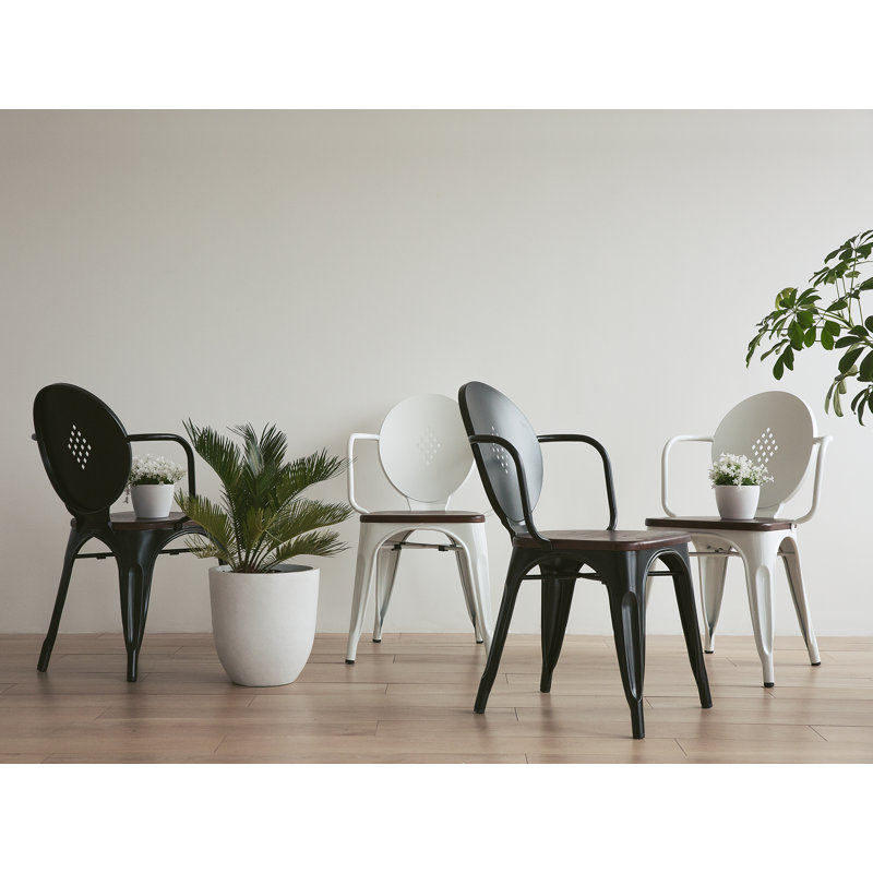 Patio Dining Armchair with Cushion, Black