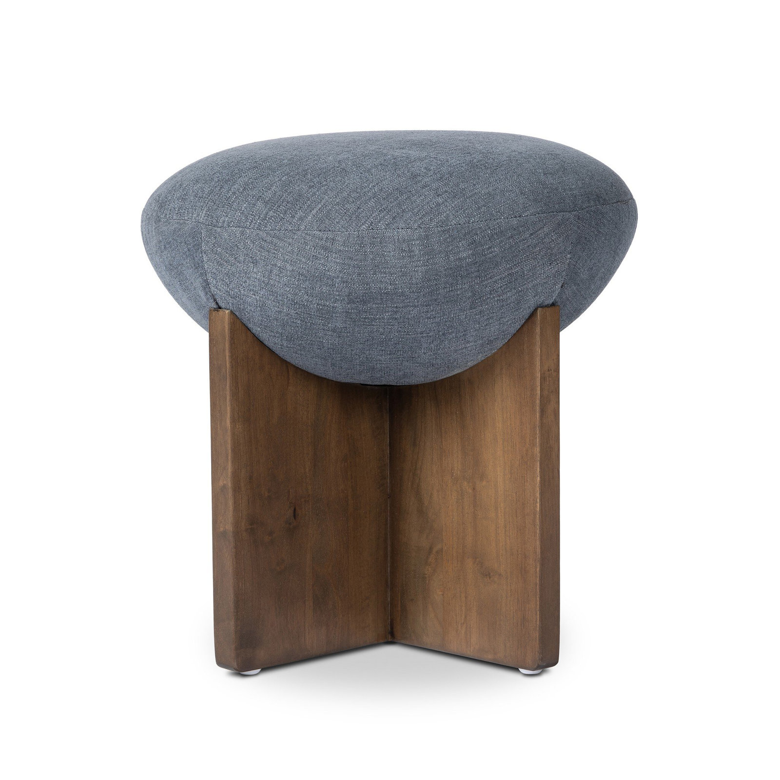 Greta 18" Solid Wood Ottoman, Laughlin Denim, Vintage Parawood
