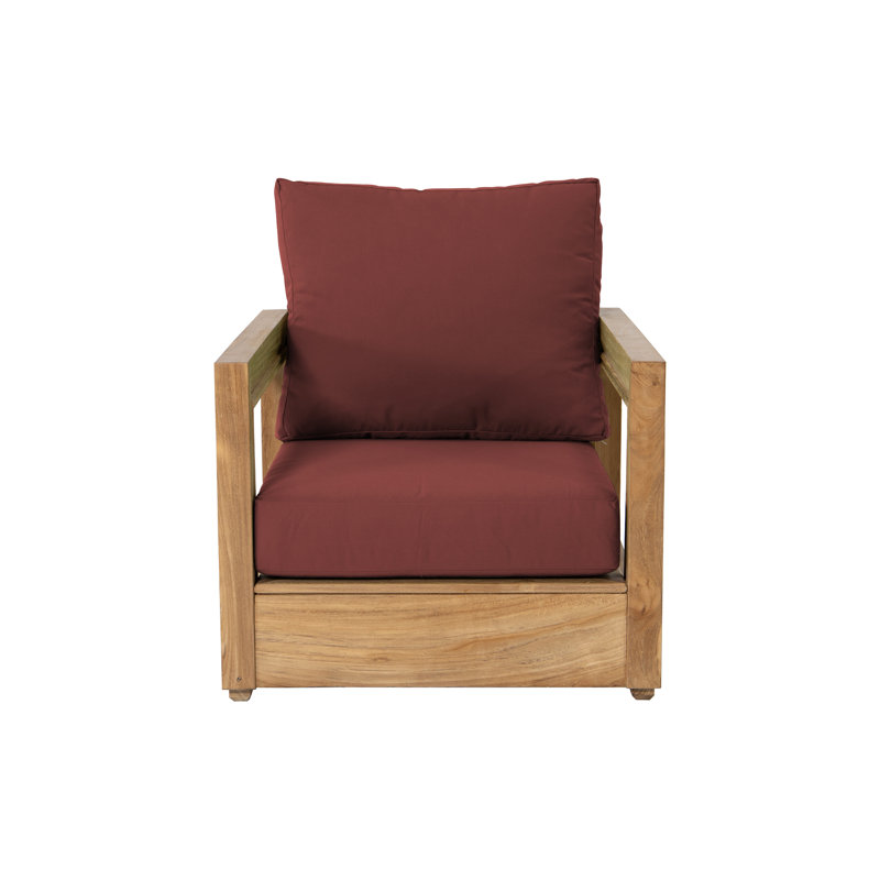 Chatsworth Outdoor 7 - Piece Teak Conversation Set, Table, Loveseat, 2 Chairs, 2 Ottomans, Side Table, Henna Sunbrella®