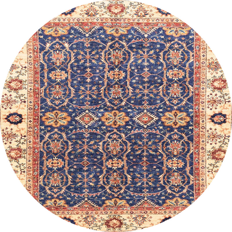 Tapis décoratif multicolore à motif abstrait, Rond 7 pi