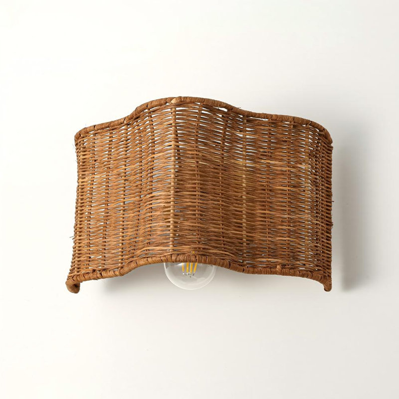 1-Light Boho Rattan Wall Sconce