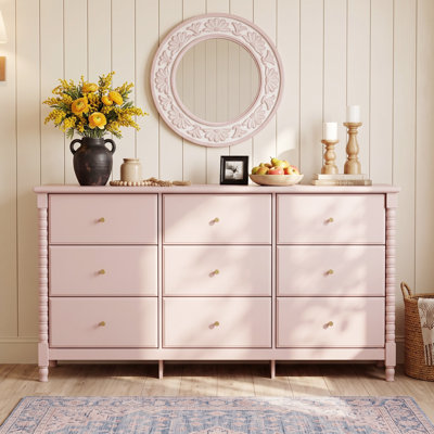 9 Drawer 59.06" W Vintage Roman Column Dresser