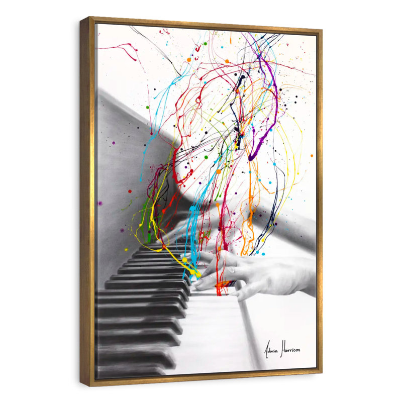 Piano Performance, 9" x 13", Floating Frame Gold