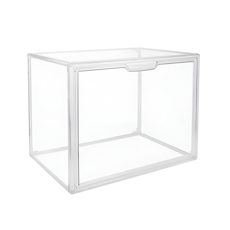 3-Pack Transparent Plastic Storage Bins With Lids, Magnetic Lock & Stacking Design, Clear Organizing Containers For Home, Office & Display, 14.17"L X 8.66"W X 10.63"H