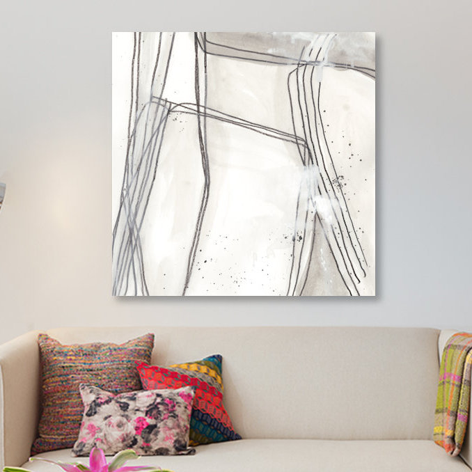 « abstract logic ii », reproduction d’art sur toile tendue, H 26 po x l 26 po x P 1,5 po, Toile encadrée noire, Pas de tapis