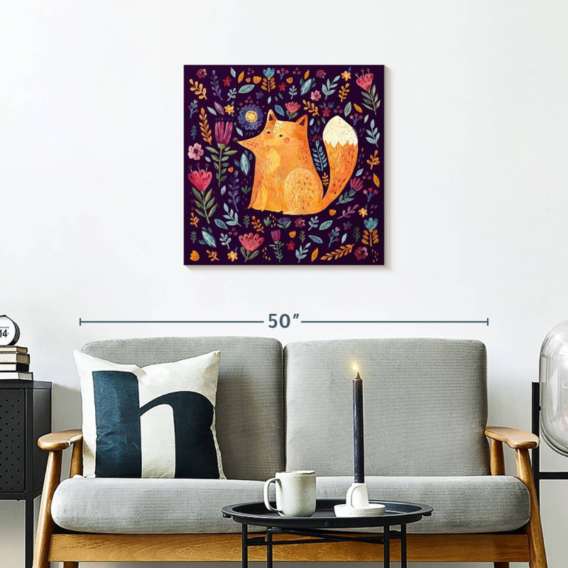 Crowle Fox parmi les fleurs, H 24 po x l 24 po