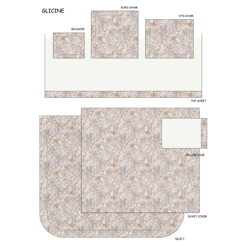 Glicine Sateen Quilt, King Quilt, Colonial Blue