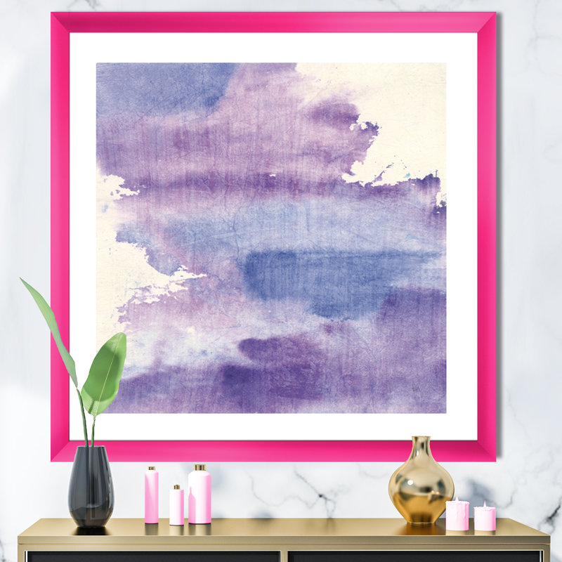 « aquarelle mauve brume i »-cadre photo sur toile, H 16 po x l 16 po x P 1 po, Encadré rose