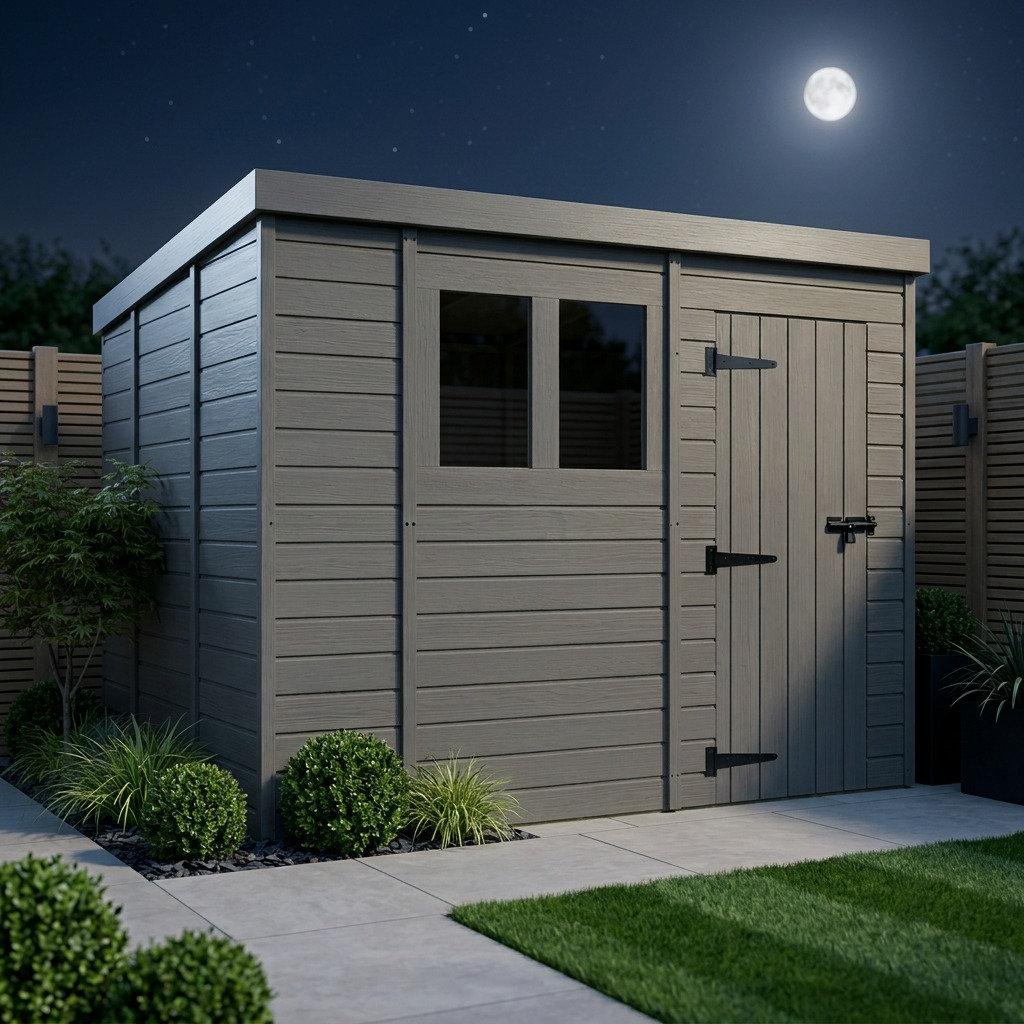 Total Sheds 10ft x 9ft Composite Pent Garden Shed - Single Door - With Windows - EPDM Rubber Roof - UK Manufactured