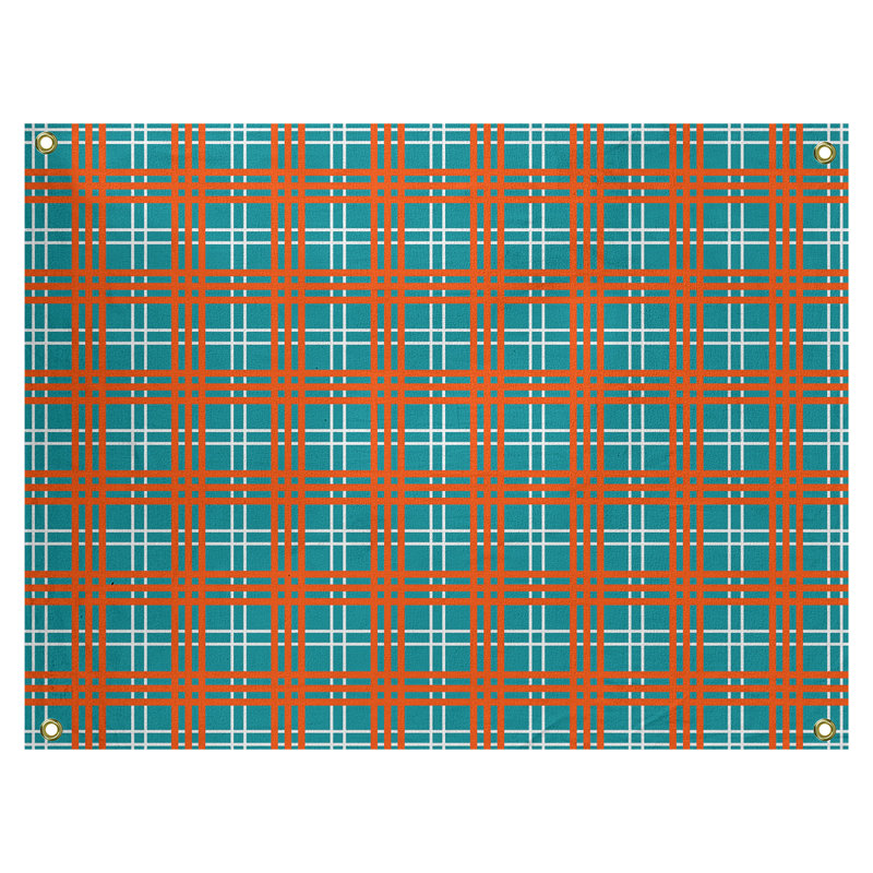 Tapisserie polyester Miami Luxury, Turquoise / blanc / orange, H 26 po x l 36 po