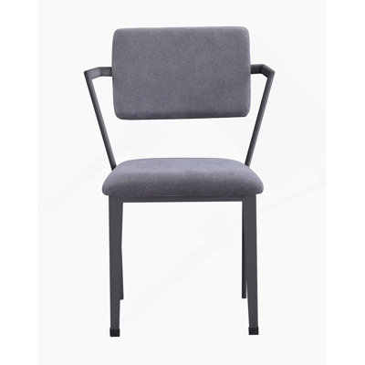 Gray Fabric & Gunmetal Finish Dining Chair ( Set Of 2)
