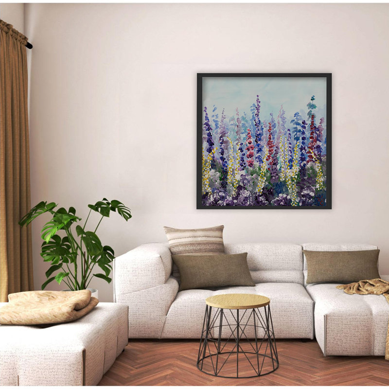 "Meadow Glow", art mural sur toile, H 12 po x l 12 po, Cadre flottant noir