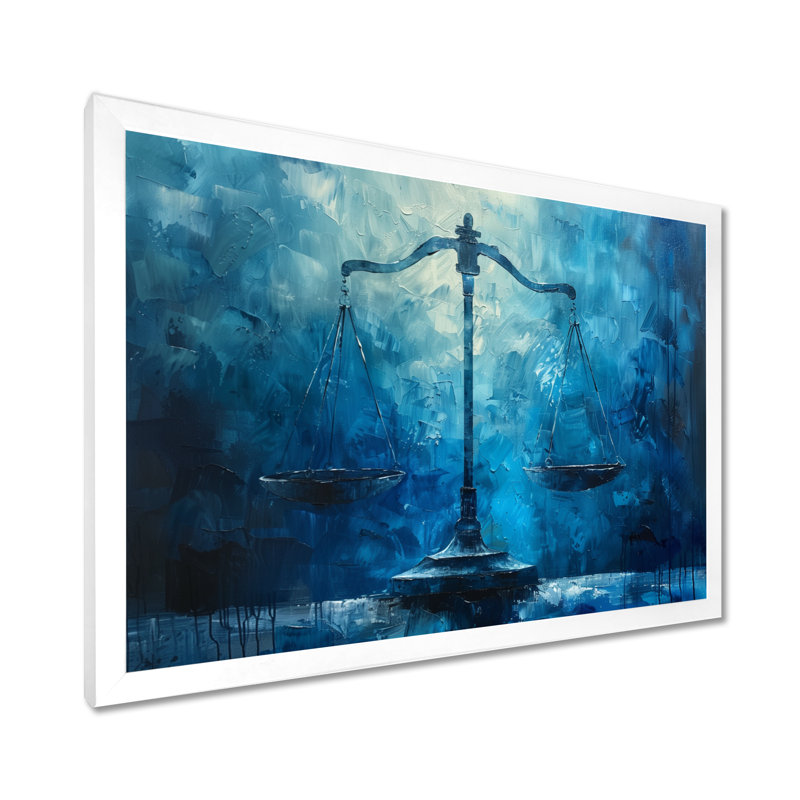 Balance bleue et bleue, astrologie, échelles de la justice - Balance astronomique, art mural, Black Picture Framed