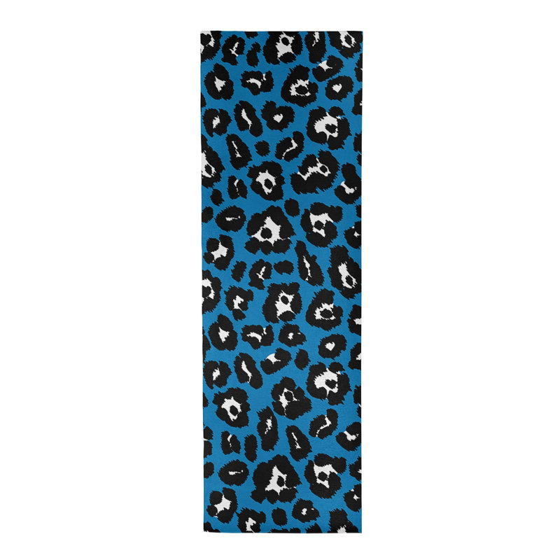 Tapis bleu / noir / blanc à imprimé animal, Tapis de couloir 2 pi 6 po x 8 pi