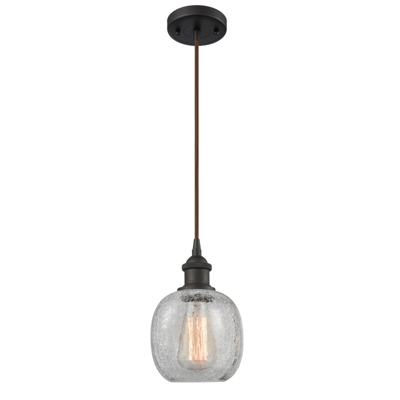 Carlucci 1 - Light Single Pendant, Oil Rubbed Bronze, Clear Crackle