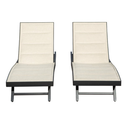 Ensemble de 2 chaises longues de patio, chaises longues d'extérieur, chaise longue en aluminium textilene avec dossier réglable