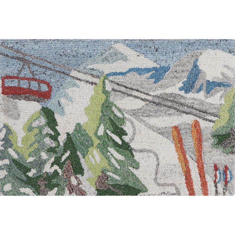 Global Recycled Standard Powder Day Ski Hand-Tufted Recycled Polyester Indoor/Outdoor Accent Rug, Rectangle 2' x 3'