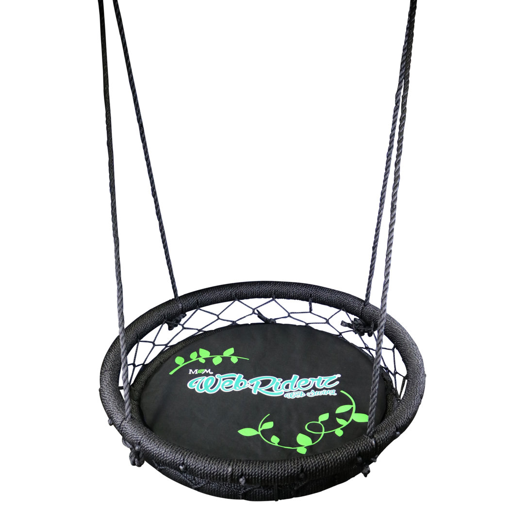 M&M Sales Enterprise Steel 39'' Black Web / Saucer Swing with Mounting Hangers and Chains M&M Sales Enterprise