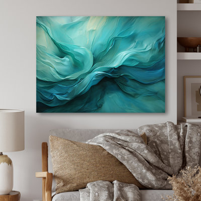 Turquoise Tranquility V - Abstract Landscape Metal Wall Art Living Room