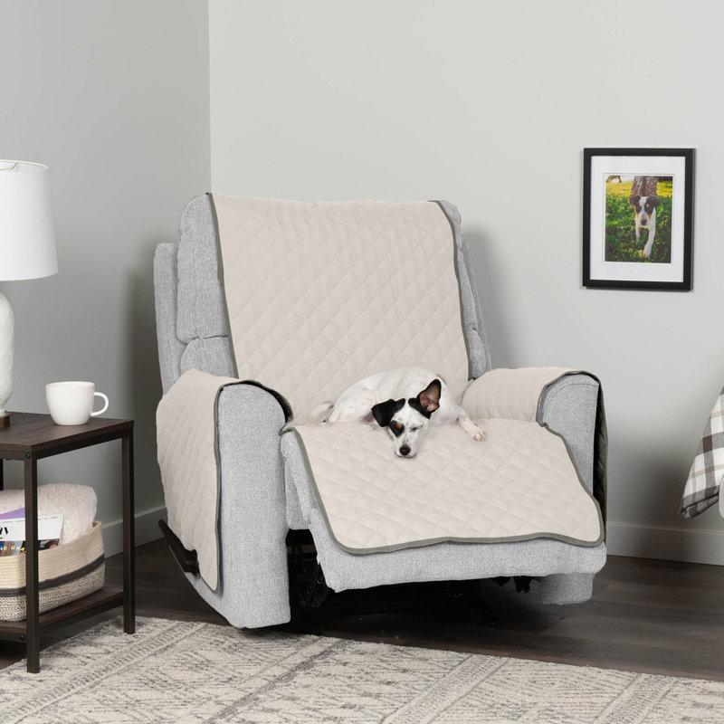 Gray and Mist Quilted Reversible Recliner Chair Cover