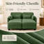 Canapé d'angle modulaire Gatton Channel capitonné, canapé 2 places en chenille avec 2 poufs amovibles, coussins d'assise en mousse haute résilience, design ergonomique incurvé-2101604135