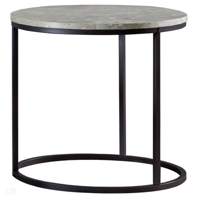 Round Faux Marble Side End Table Grey