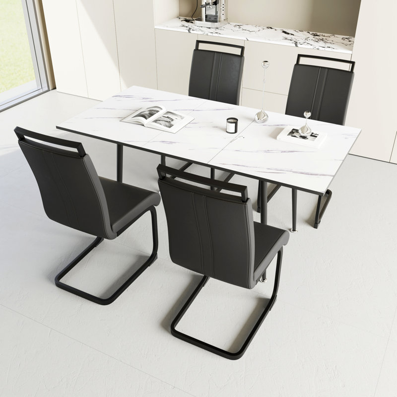 47"-63" Expandable Dining Table Set For 2-6 People