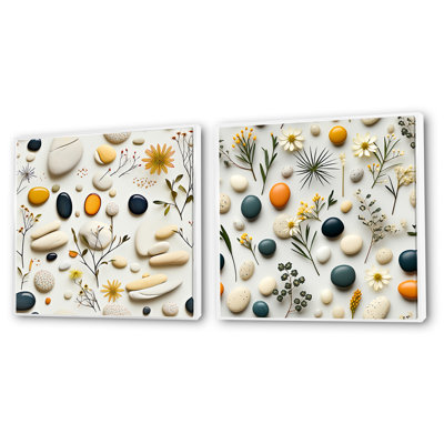 Giorgi - Ensemble de 2 collages carrés botaniques abstraits