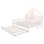 Structure de lit simple en bois avec lit gigogne, tablettes et éclairage pour enfants, blanc-160153170-160153171