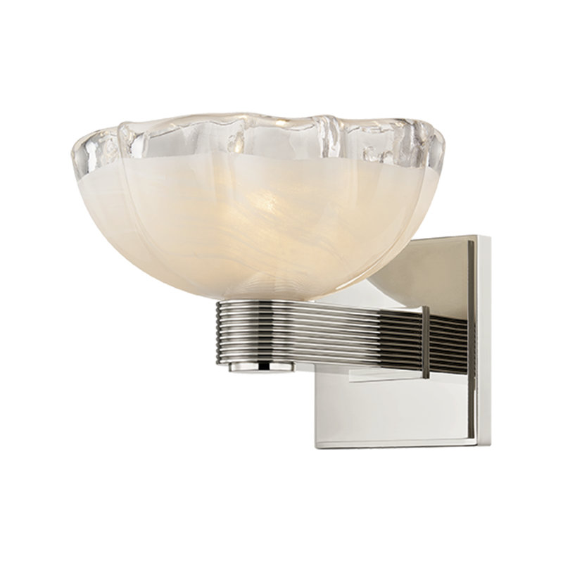1 - Light Vanity Light, 6.75" H x 7.75" W x 8.75" D, Blonchino Piastre / Aged Brass, 1