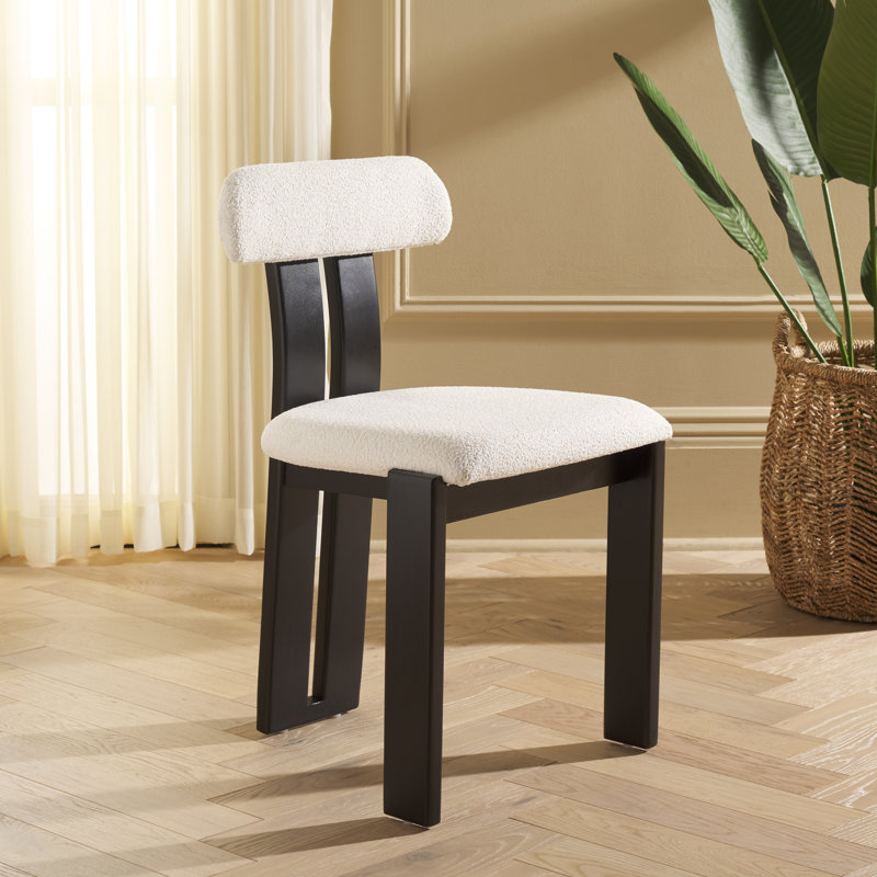 Cayde Boucle Dining Chair, Black, Cream