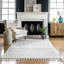 Tapis intérieur/extérieur gris en laine crochetée sud-ouest fait main Marsha-907446980