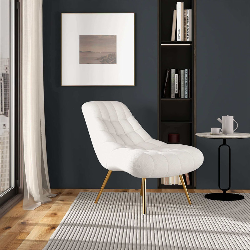 Méridienne Aubrey French Boucle, White Cushion/Bronze Frame