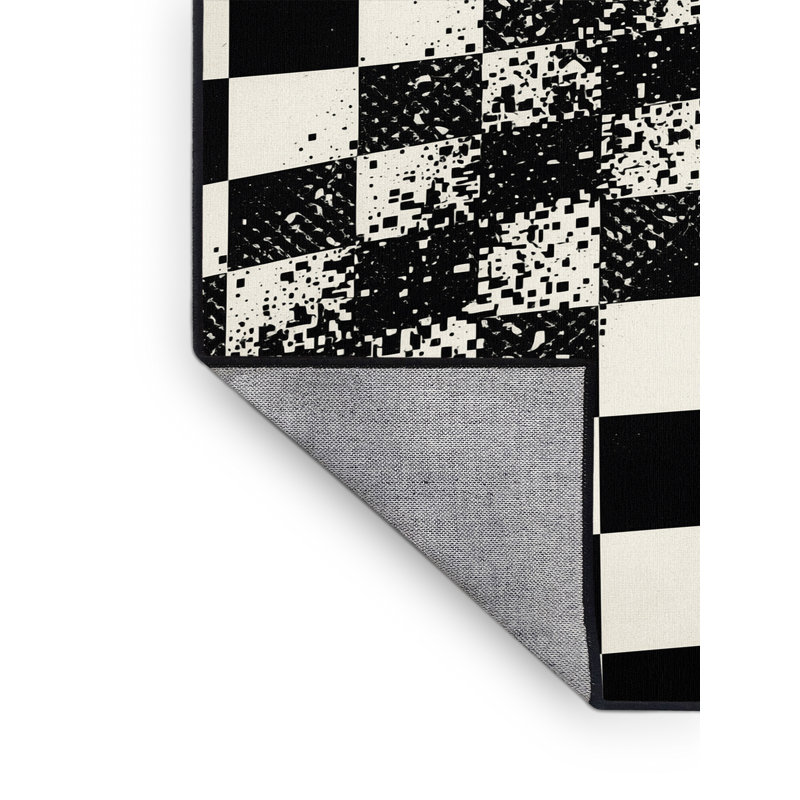 Tapis à carreaux bleu lavable à la machine Paulett, Carré 4 pi