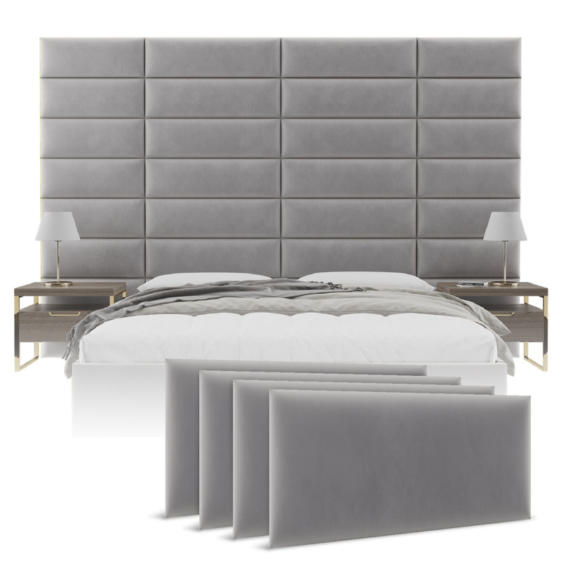 Panneau mural velours en gris platine