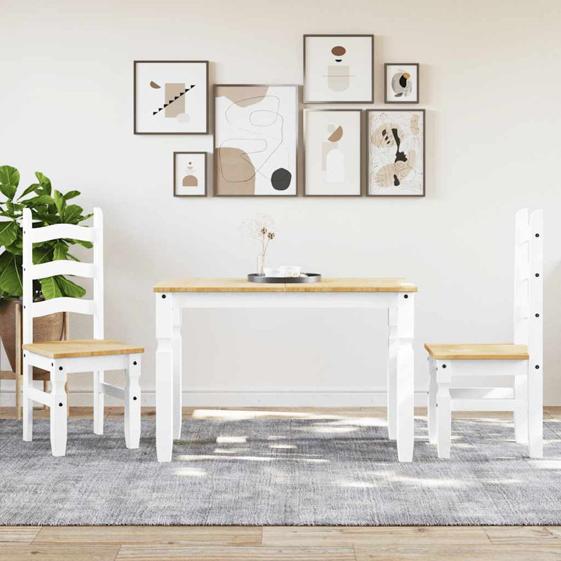 Abinash 2 - Person Wood Patio Dining Set with, 75cm H x 112cm L x 60cm W, White