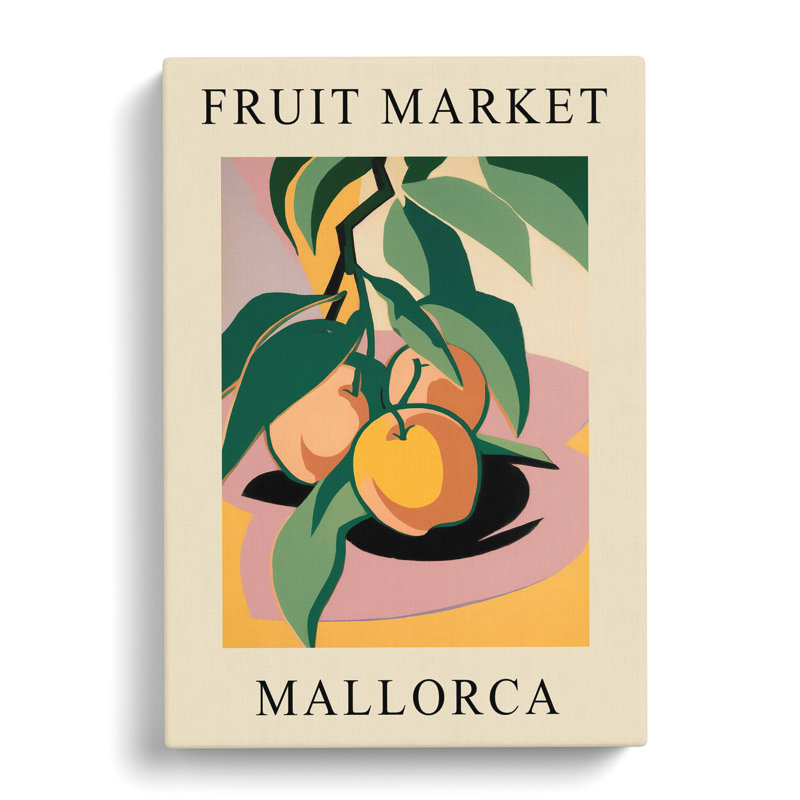 Peach Mallorca Fruit Market - Wrapped Canvas Print, 50cm H x 35cm W x 3cm D